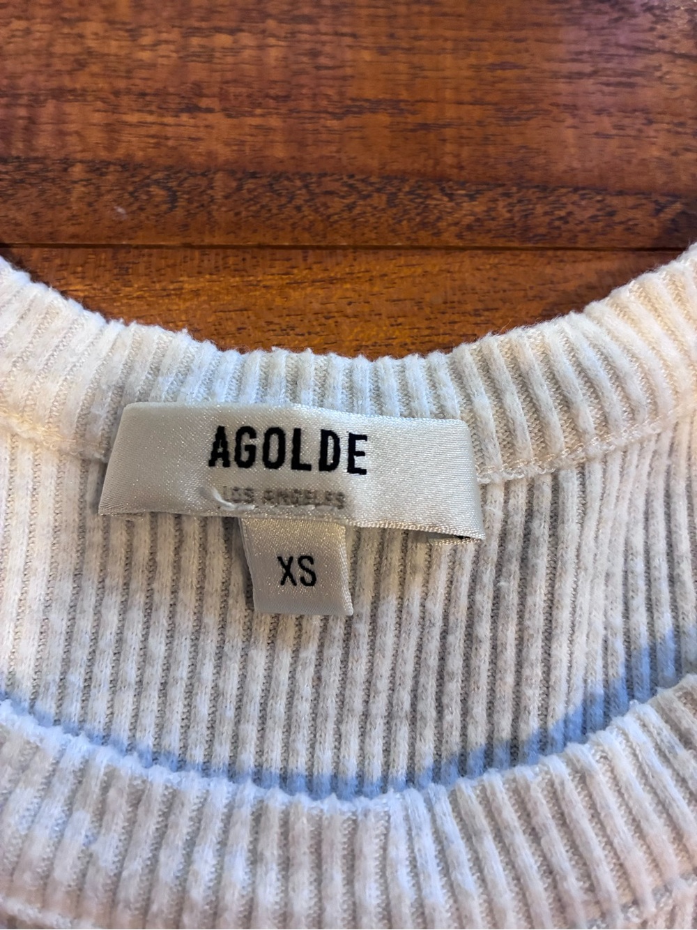 Agolde Like New Women's Maya Scoop Neck Rib Long Sleeve Oatmeal XS - Picture 5 of 7